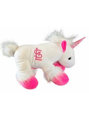 White & Pink Plush Unicorn With Glitter Horn And St. Louis Cardinals Logo